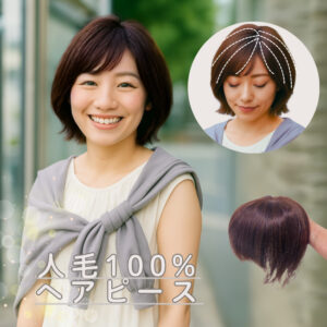 部分ウィッグ/人毛100%/総手植え/カット込み/ダークブラウン