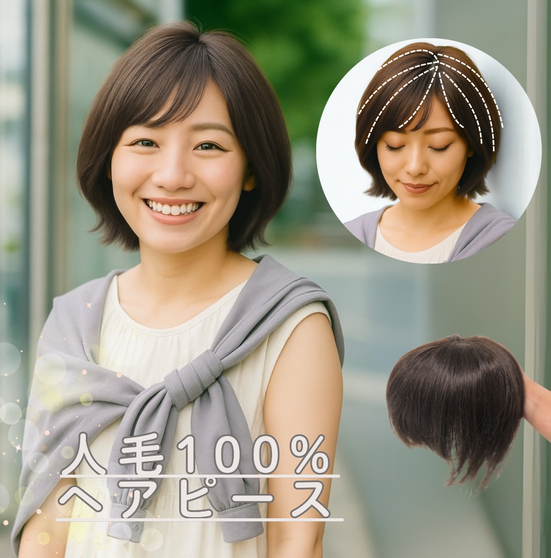 部分ウィッグ/総人工肌9×14/人毛100%/カット込み/ダークブラウン
