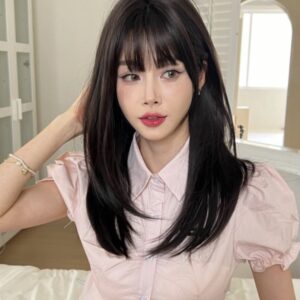 ブラック／ロング／フルウィッグ／高品質人工毛／既製品