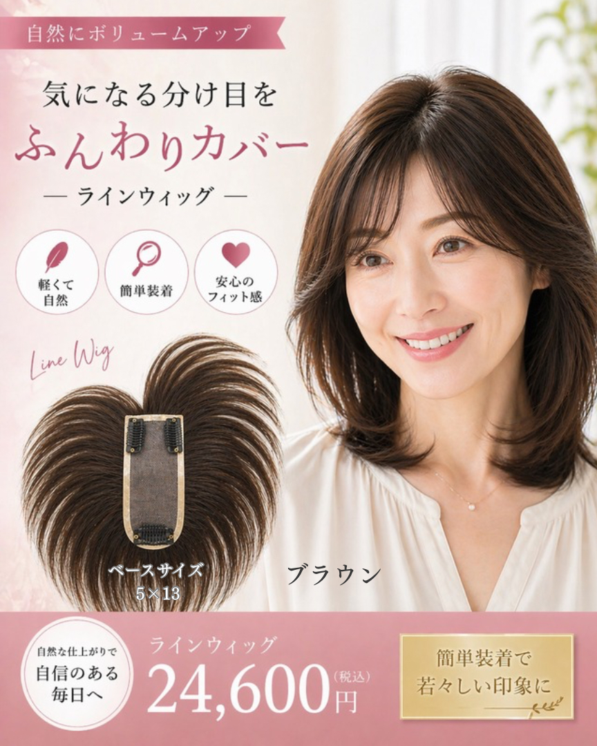 新登場！ラインウィッグ⭐️人毛100%/ブラウン/5×13